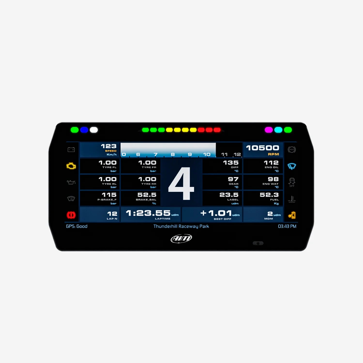 Aim 10" TFT Dash Display with Race Icons for PDM08/PDM32 - AimShop.com